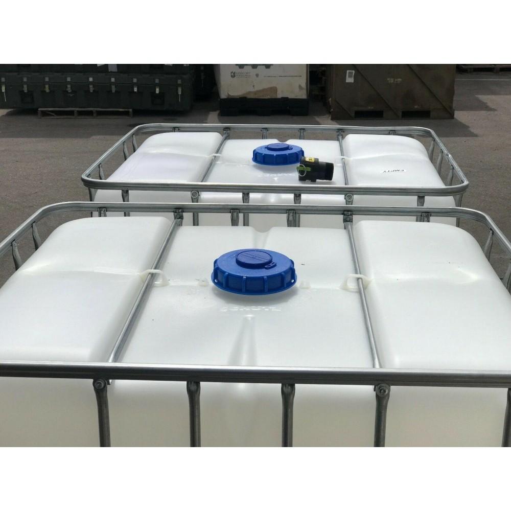 Schutz 330 Gallon Food Grade IBC Water Container - Polyethylene, Used, Ideal for Drinking & Rainwater Harvesting