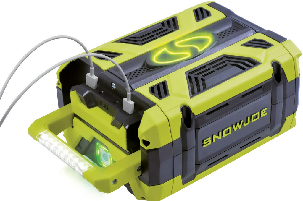 Snow Joe 100V 5.0Ah Lithium-Ion Battery with USB Ports & LED Light for Tools