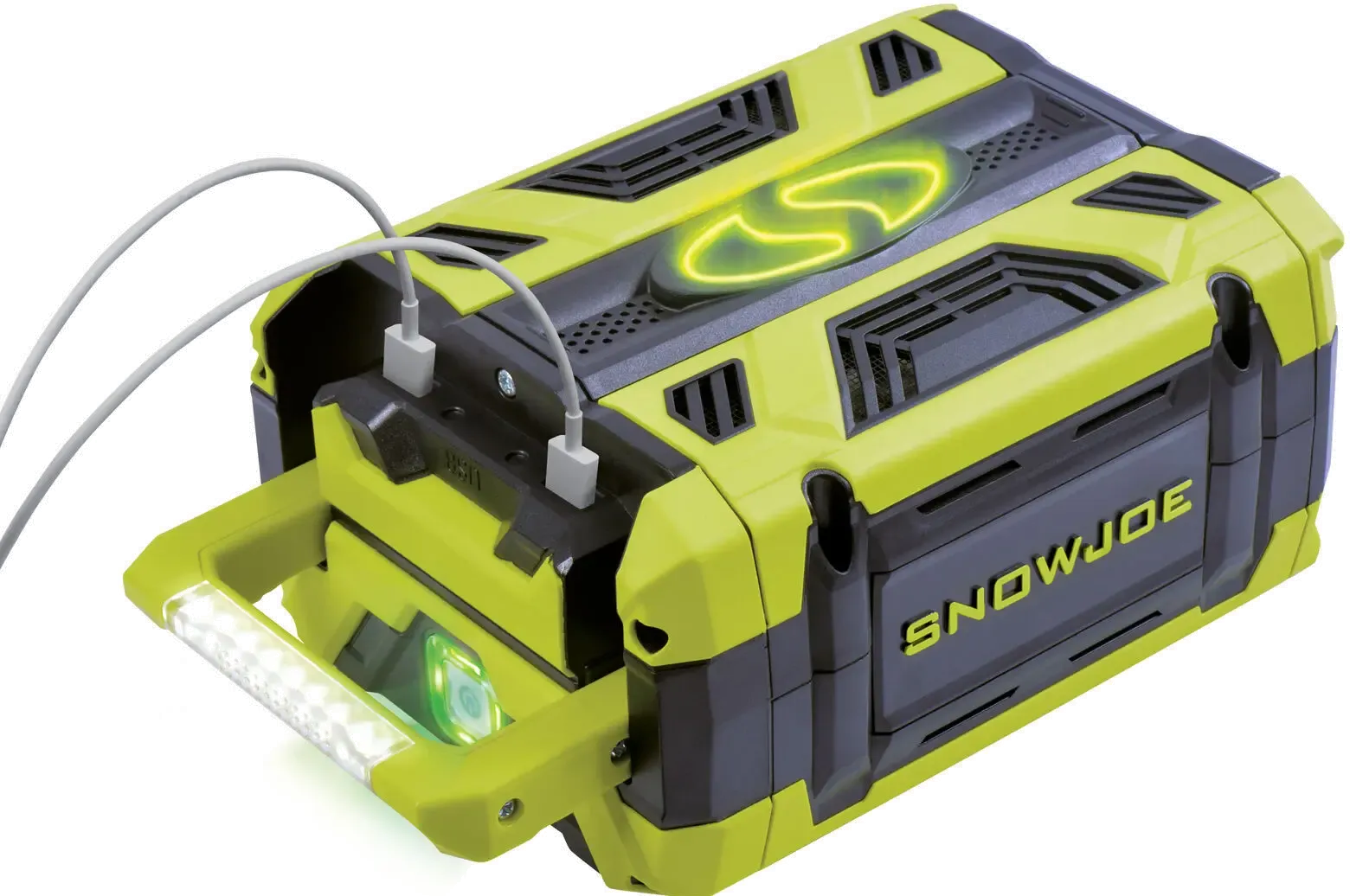 Snow Joe 100V 5.0Ah Lithium-Ion Battery with USB Ports & LED Light for Tools