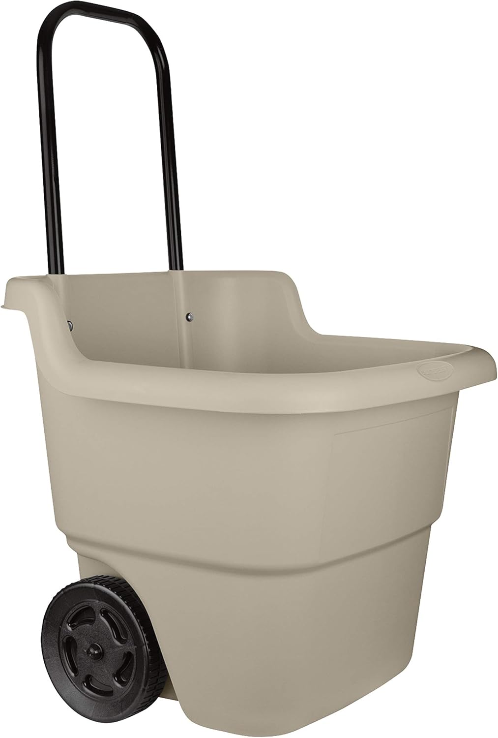 Suncast Resin 15.5 Gallon Multi-Purpose Cart with Wheels, Brown Taupe, Durable Utility Cart