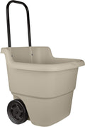 Suncast Resin 15.5 Gallon Multi-Purpose Cart with Wheels, Brown Taupe, Durable Utility Cart