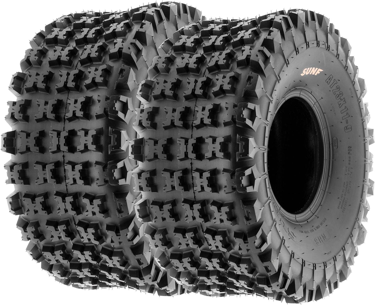 SunF A027 ATV UTV Tire Set, 22x7-10 Front & 20x10-9 Rear, 6-Ply Tubeless, Knobby Sport Tires
