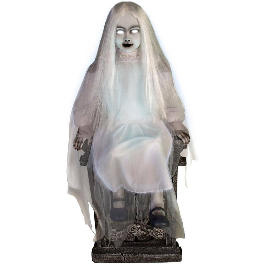 Tekky Toys Darcy 48" Talking Animatronic Sitting Tombstone Girl for Halloween Decor