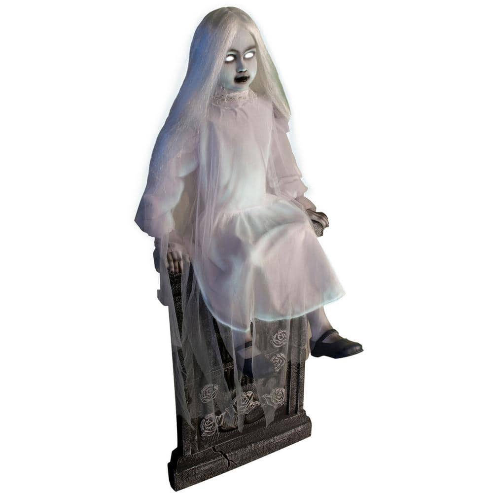 Tekky Toys Darcy 48" Talking Animatronic Sitting Tombstone Girl for Halloween Decor