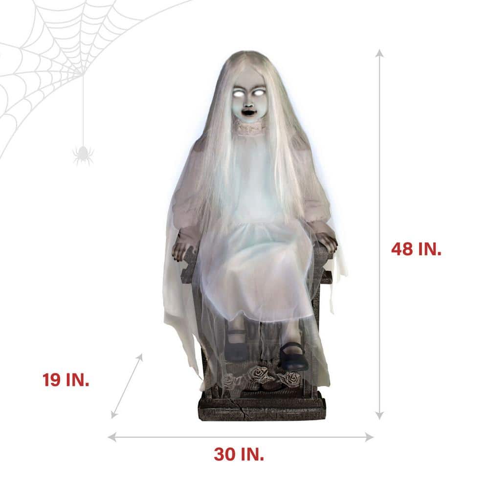 Tekky Toys Darcy 48" Talking Animatronic Sitting Tombstone Girl for Halloween Decor