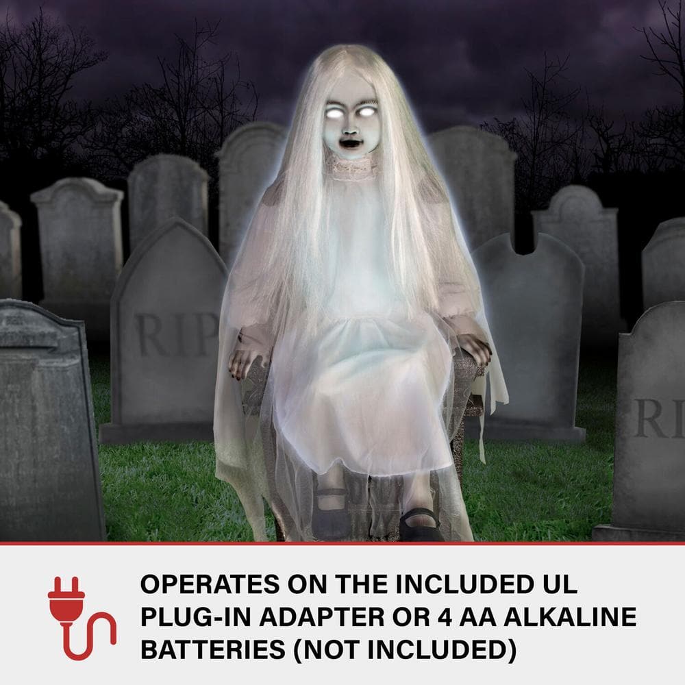 Tekky Toys Darcy 48" Talking Animatronic Sitting Tombstone Girl for Halloween Decor