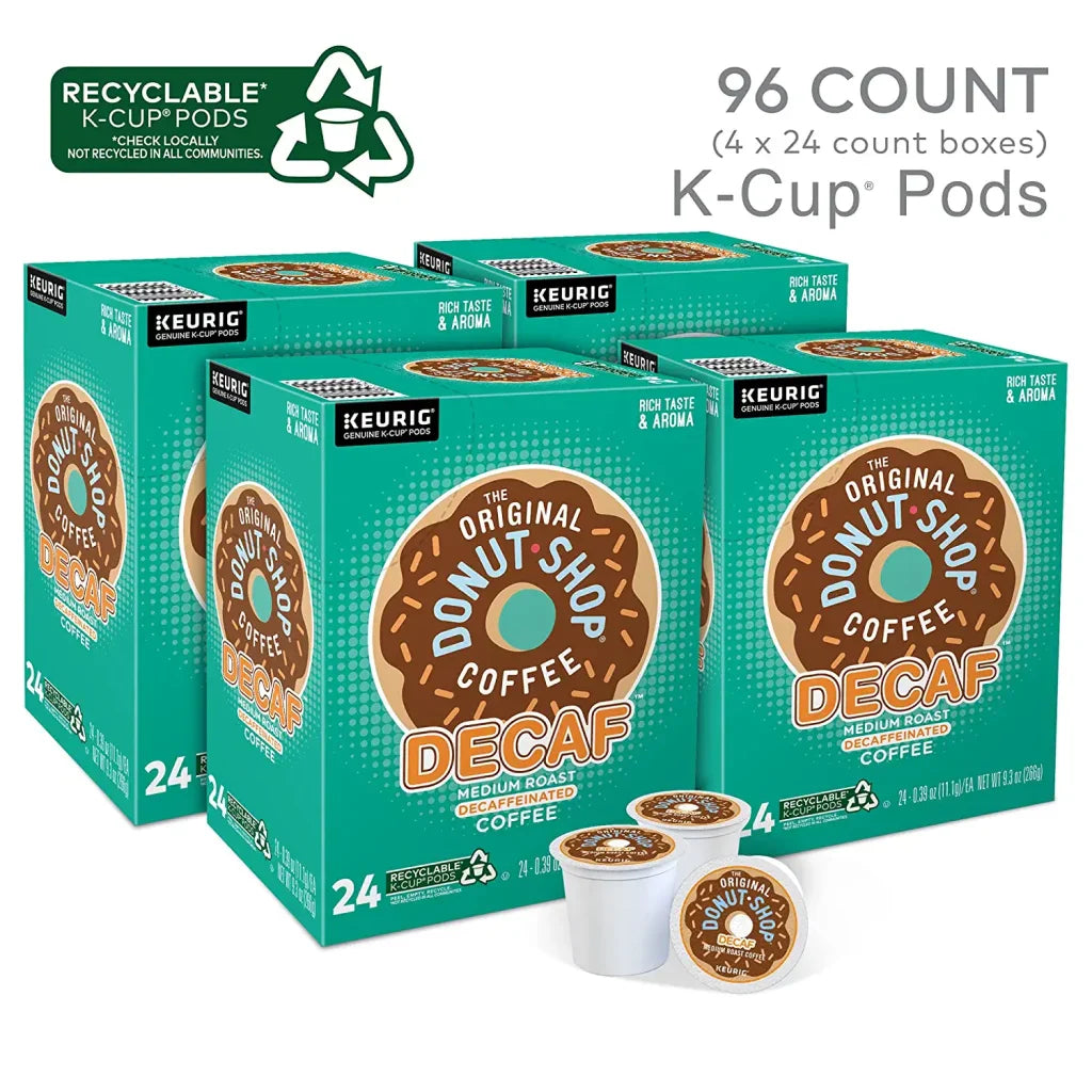The Original Donut Shop Decaf Medium Roast K-Cup Pods, 96 Count, Kosher, Recyclable