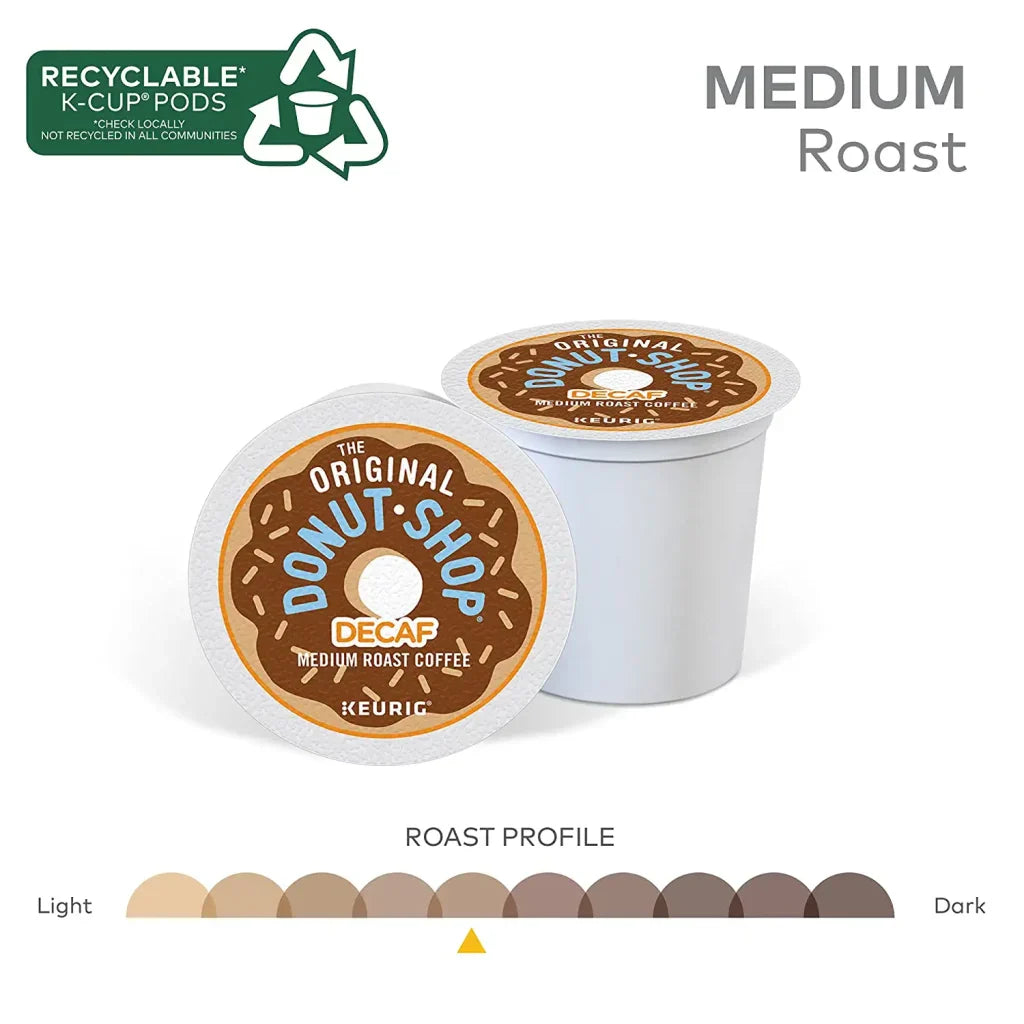 The Original Donut Shop Decaf Medium Roast K-Cup Pods, 96 Count, Kosher, Recyclable