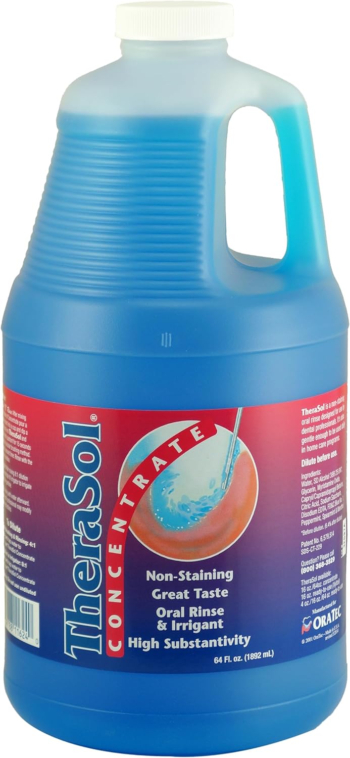 TheraSol Oral Care Solution Concentrate 64 oz - Mint Antiseptic Mouthwash & Irrigant