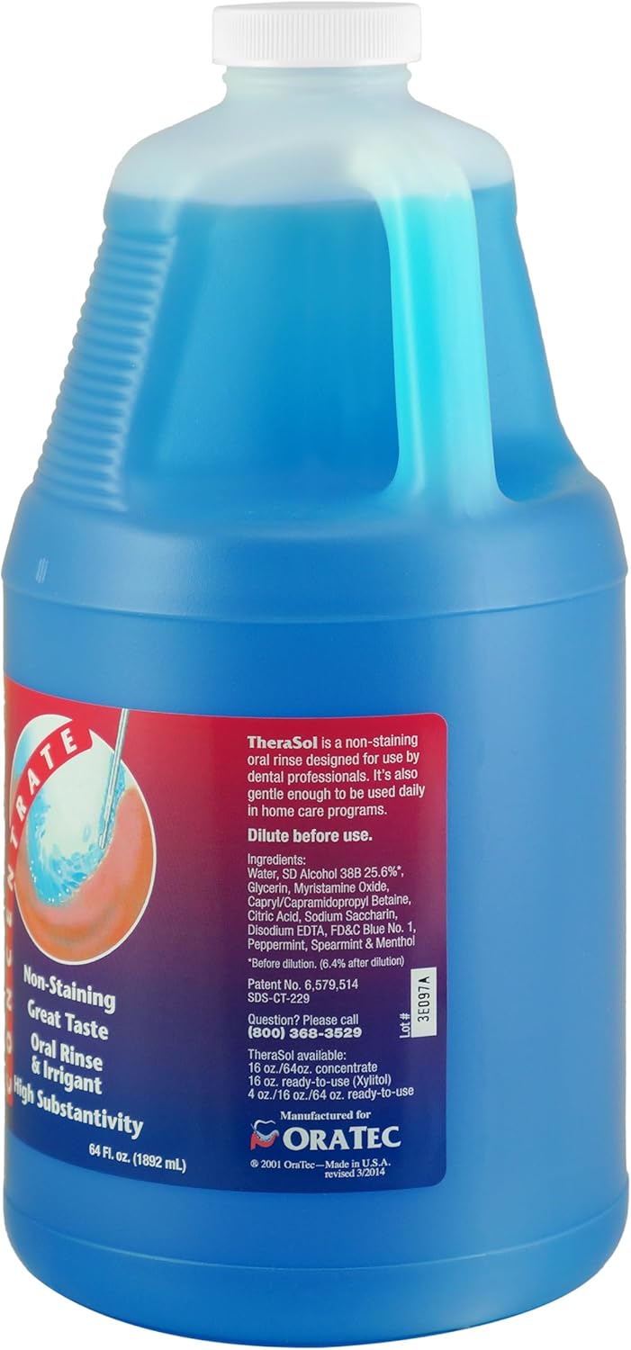 TheraSol Oral Care Solution Concentrate 64 oz - Mint Antiseptic Mouthwash & Irrigant