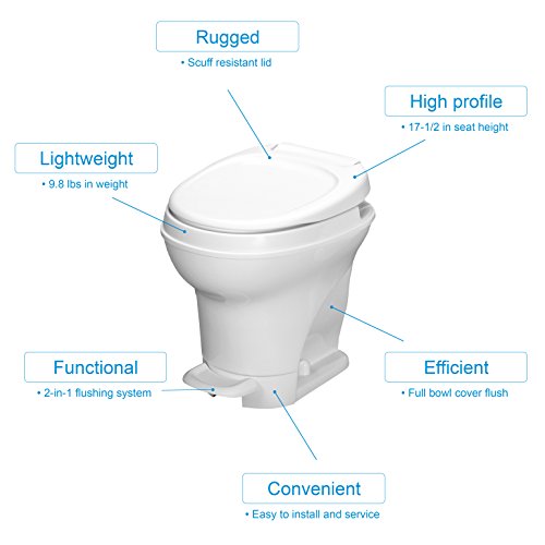 Thetford Aqua-Magic V RV Toilet, High Profile, Pedal Flush, White, Model 31671