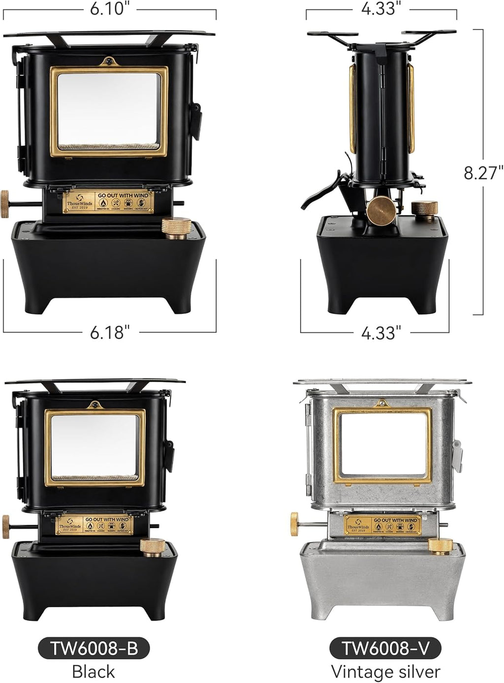 Thous Winds Fire Dance Oil Lantern, Stainless Steel, Retro Silver, Outdoor Cooking & Lighting