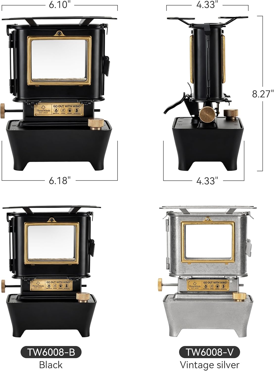 Thous Winds Fire Dance Oil Lantern, Stainless Steel, Retro Silver, Outdoor Cooking & Lighting