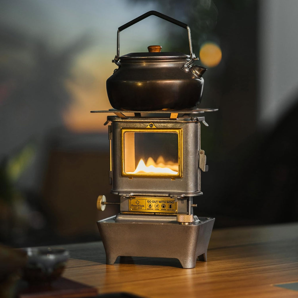 Thous Winds Fire Dance Oil Lantern, Stainless Steel, Retro Silver, Outdoor Cooking & Lighting