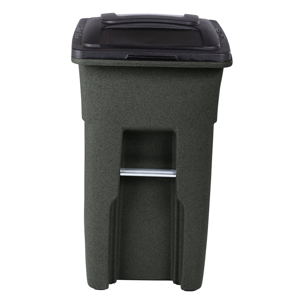 Toter 32 Gallon Greenstone Trash Can with Quiet Wheels &amp; Attached Lid - Durable Indoor/Outdoor Waste &amp; Recycling Container