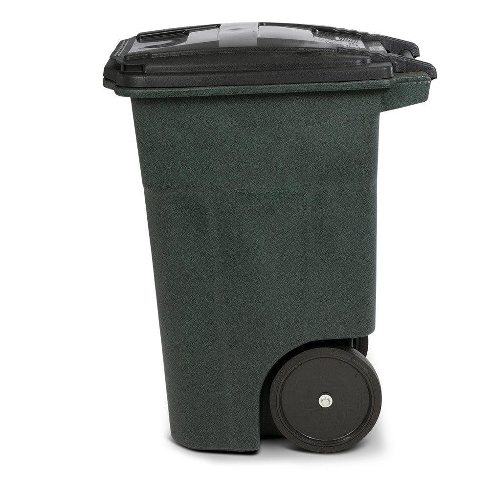 Toter 48 Gallon Green Trash Can with Quiet Wheels and Lid for Curbside Collection