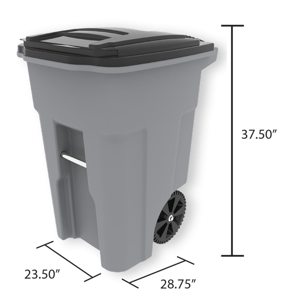 Toter 48 Gallon Green Trash Can with Quiet Wheels and Lid for Curbside Collection