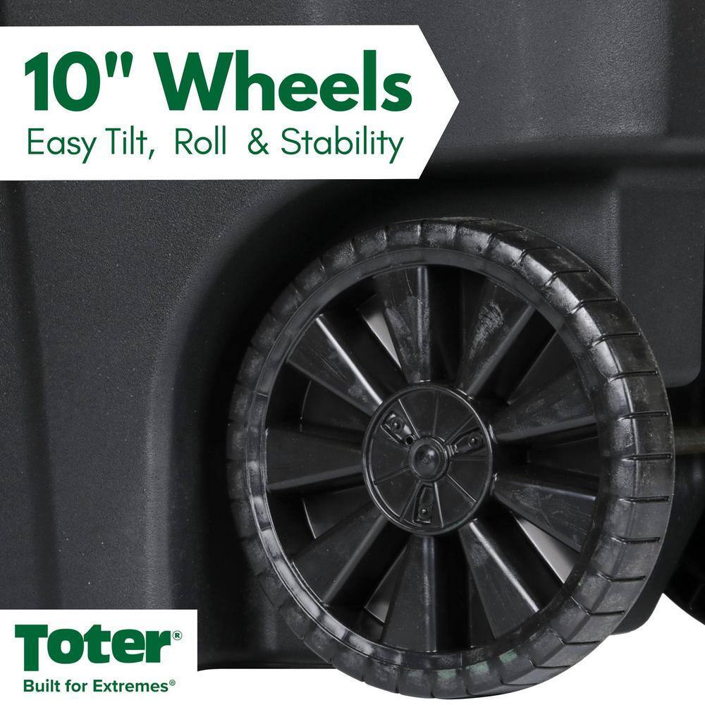 Toter 64 Gallon Black Outdoor Trash Can with Wheels & Lid - Durable, Recyclable, Seamless Design