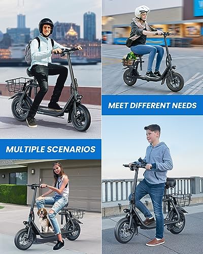 URBANMAX C1 Electric Scooter with Seat, 450W Motor, 22 Miles Range, Foldable, Dual Braking, Black