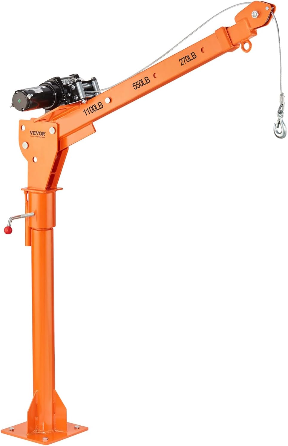 VEVOR Electric Truck Crane 1100 lbs Capacity, 360Â° Swivel, Adjustable Boom, Heavy-Duty Steel, Rust-Resistant, Ideal for Construction & Factory Use