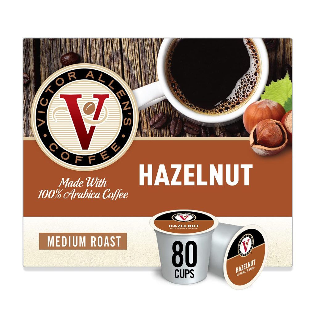 Victor Allen's Hazelnut Blend Medium Roast Coffee, 80 K-Cup Pods, Flavored Arabica, Compatible with Keurig Brewers