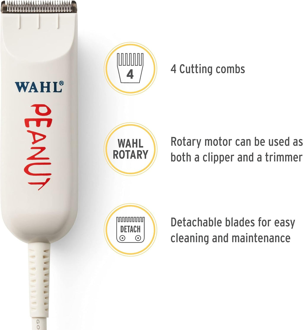 Wahl Professional Classic White Peanut Beard Trimmer & Hair Clipper Kit with 4 Guide Combs