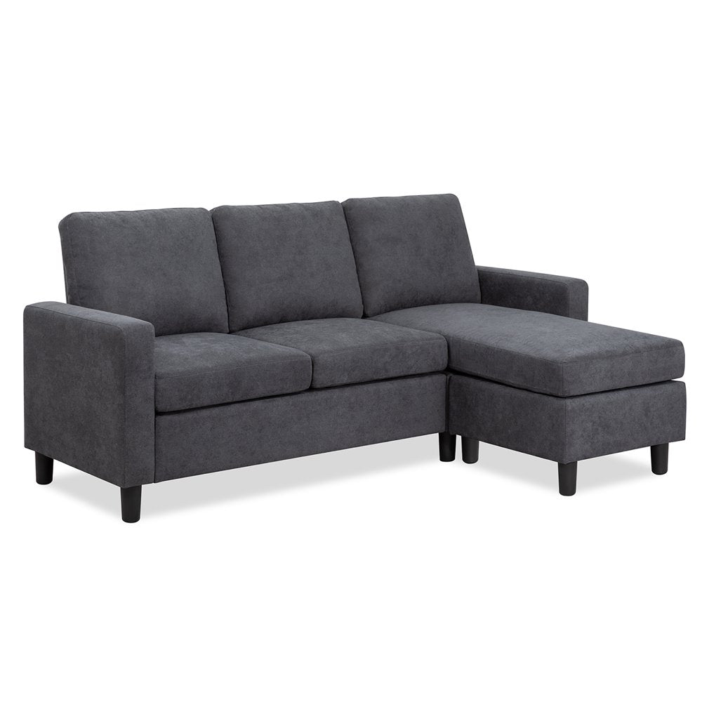 Walsunny Convertible Sectional Sofa, L-Shaped Linen Couch with Reversible Ottoman for Small Spaces