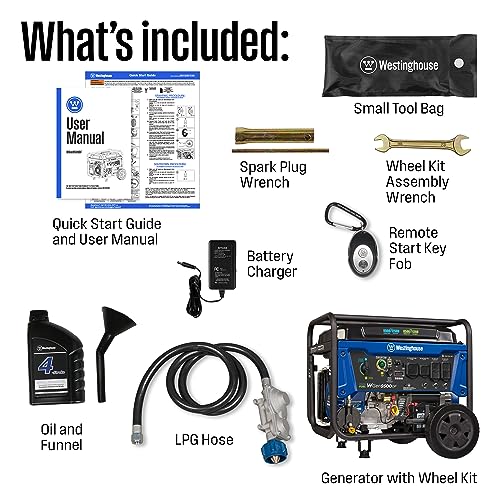 Westinghouse 12500W Dual Fuel Portable Generator with Remote Start, 457cc Engine, 12-Hour Run Time, Transfer Switch & RV Ready Outlets