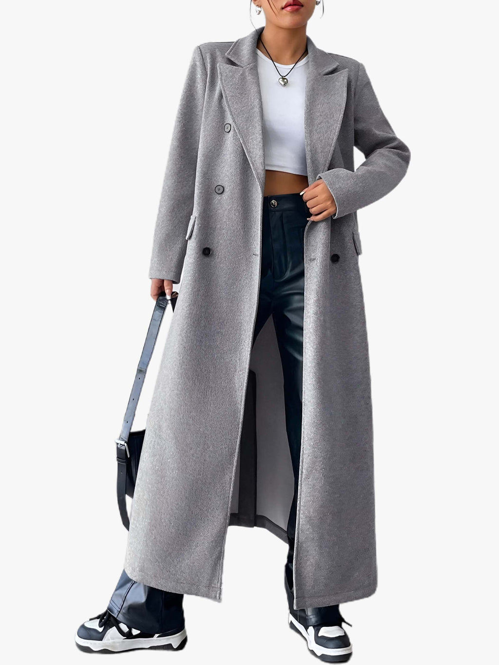 Women's Woolen Double Breasted Long Sleeve Coat A2