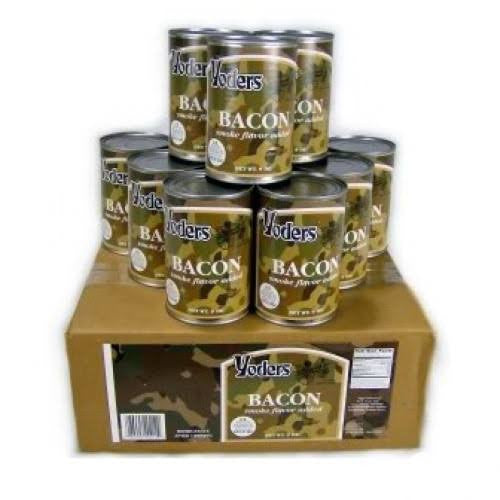 Yoder's Fully Cooked Canned Bacon by Werling & Sons - 12 Can Pack, 9 oz Each, Ready-to-Eat Bacon