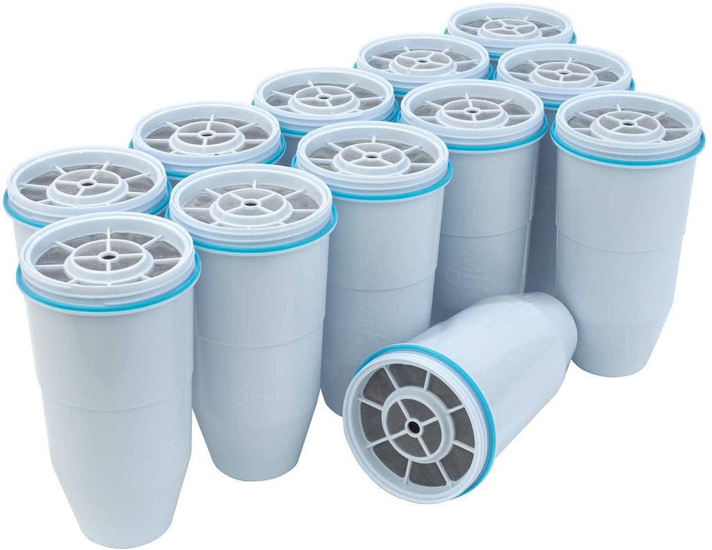 ZeroWater 12-Pack BPA-Free Replacement Filters for Pitchers & Dispensers - NSF Certified, Removes 99.6% TDS, Lead & Heavy Metals
